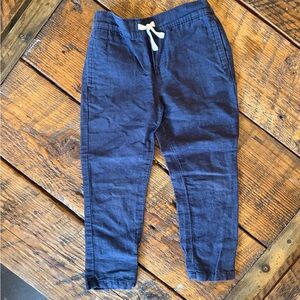 Janie and Jack pull-on linen pant. Navy. Size 4
